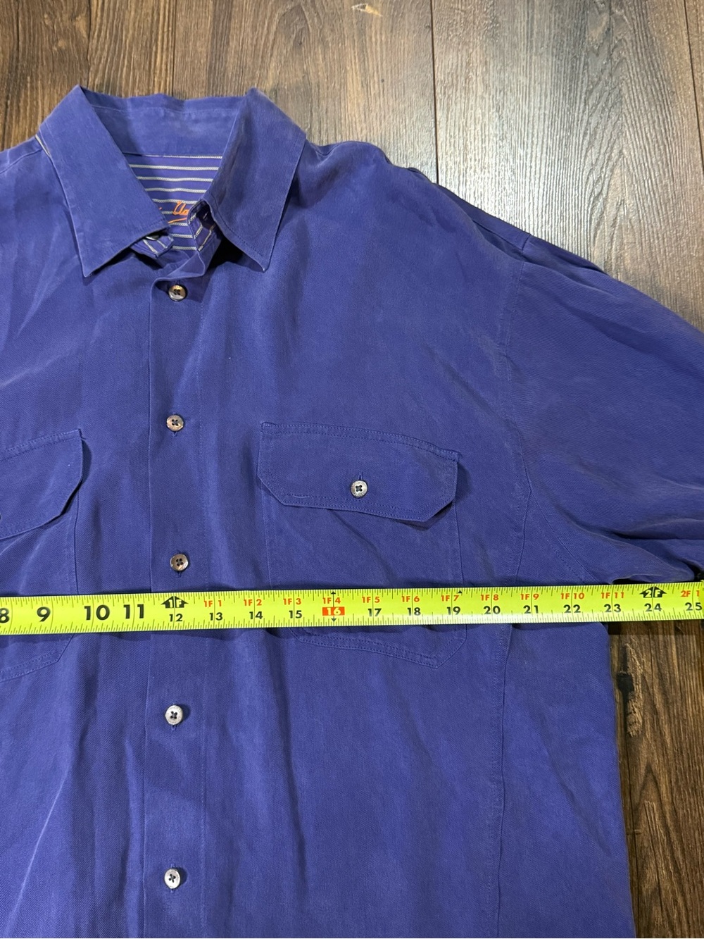 Bugatchi Uomo Men’s Large Blue 100% Tencel Button Front Shirt Long Sleeve - Picture 7 of 10